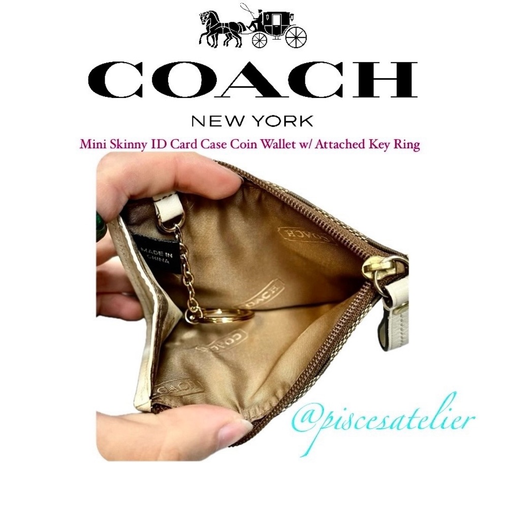 Coach Vintage Mini Skinny ID Card Case Coin Wallet w/ Attached Key Ring & Duster - Picture 10 of 11